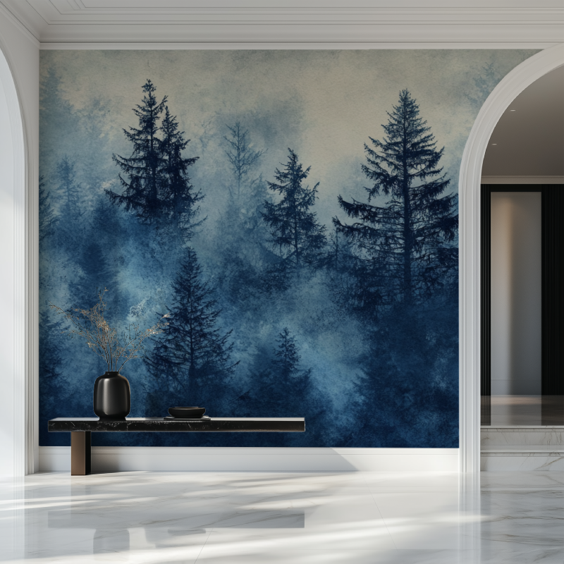 Night Blue Tree Wallpaper | Murals Wallpaper