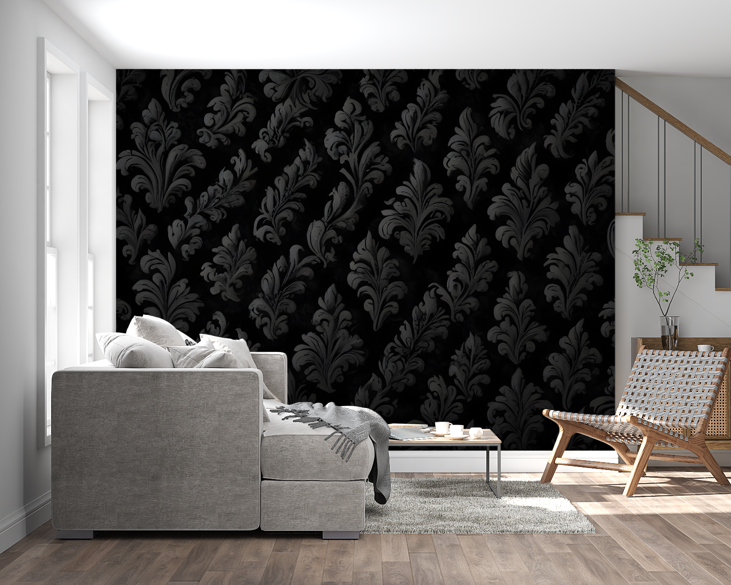 Black Damask Wallpaper | Murals Wallpaper