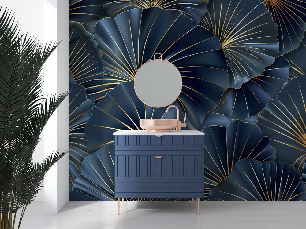 Blue Designer Bathroom Wallpaper | Murals Wallpaper
