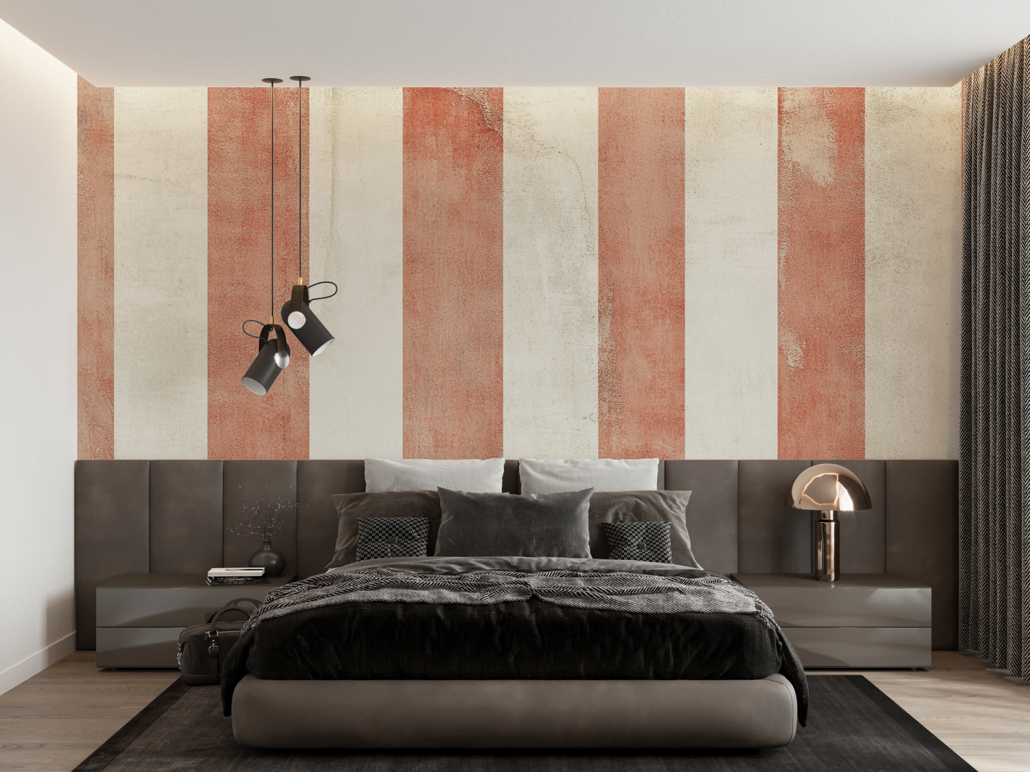 Terracotta Vertical Striped Wallpaper | Murals Wallpaper