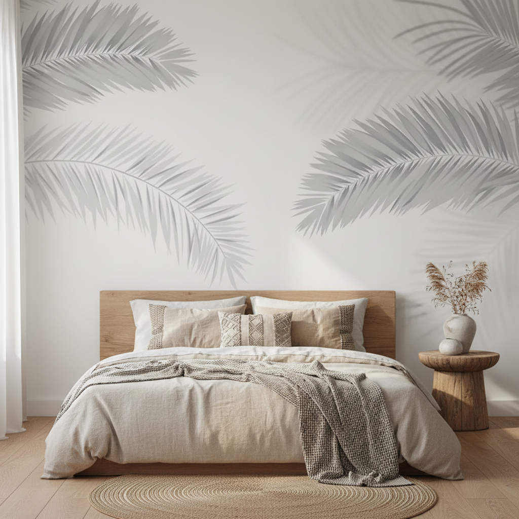Mural Black and White Leaf Wallpaper
