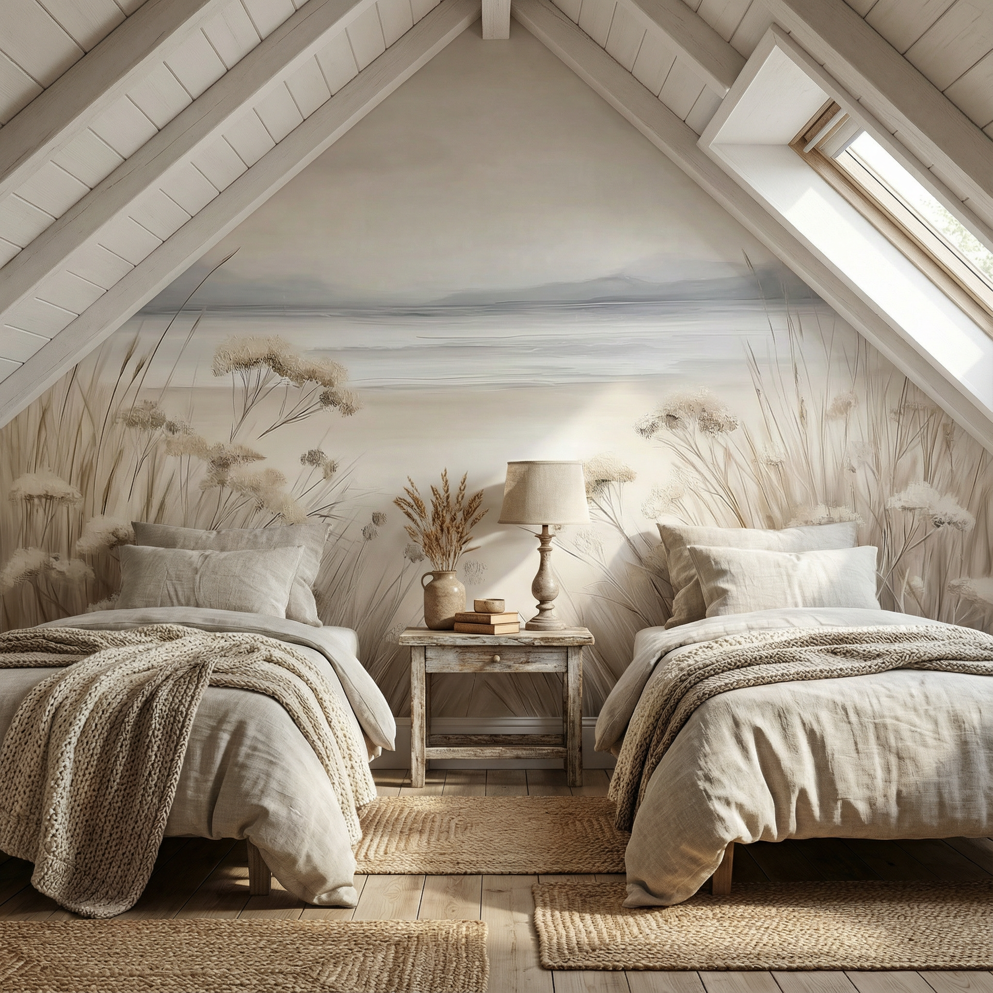 Soft Coastal Beach Grass Mural Wallpaper