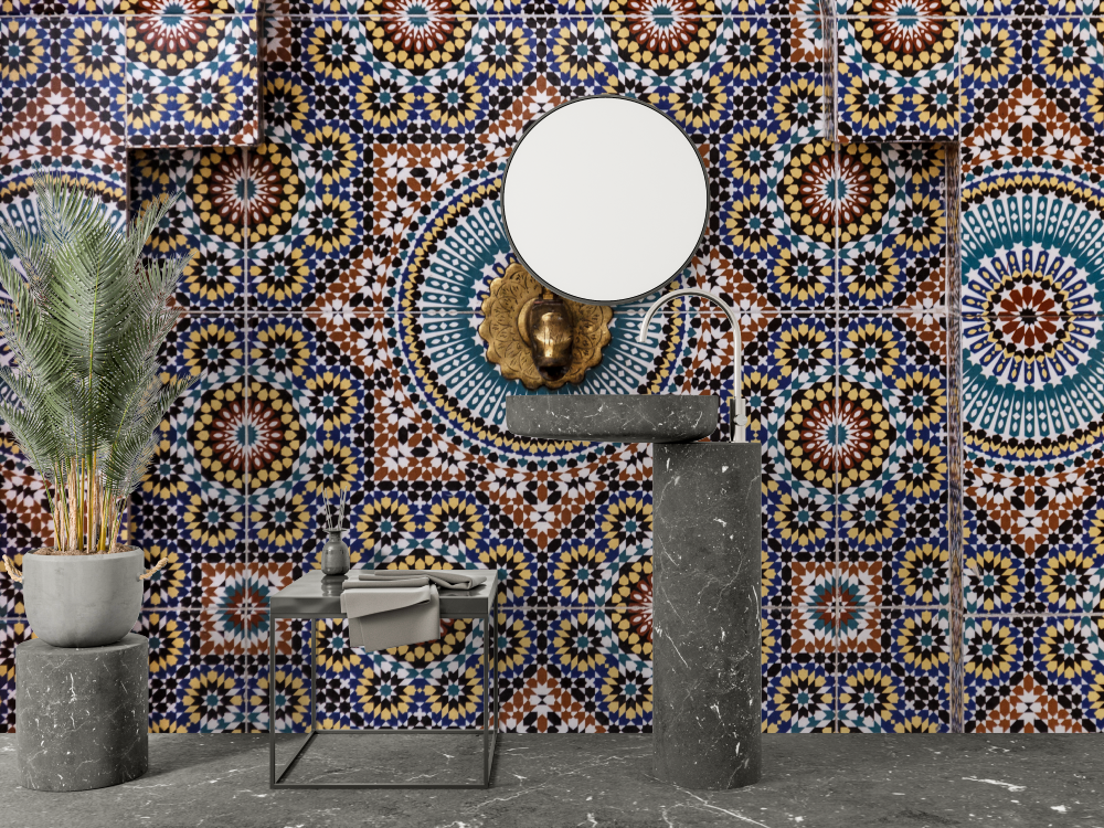 Tile Effect Wallpaper for Bathroom | Murals Wallpaper