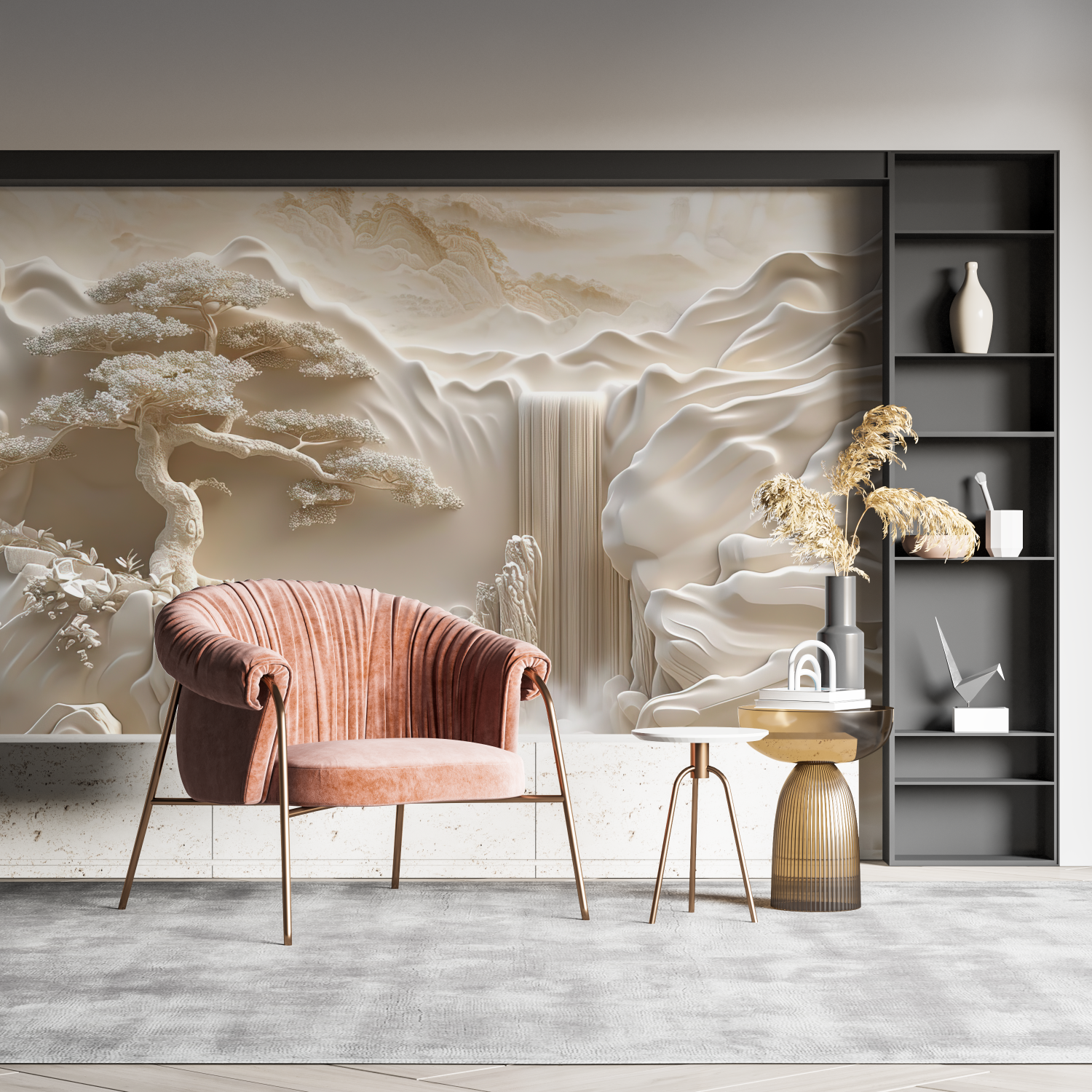 Zen-Tapete mit Trompe-l'oeil-Effekt - merlin leroy