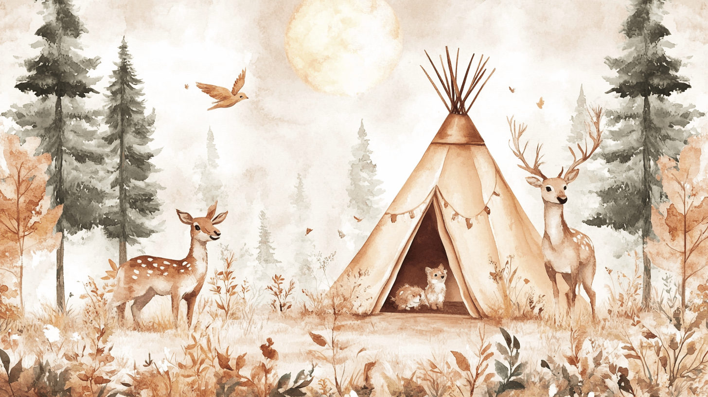 Forest and Tipi Wallpaper | Murals Wallpaper