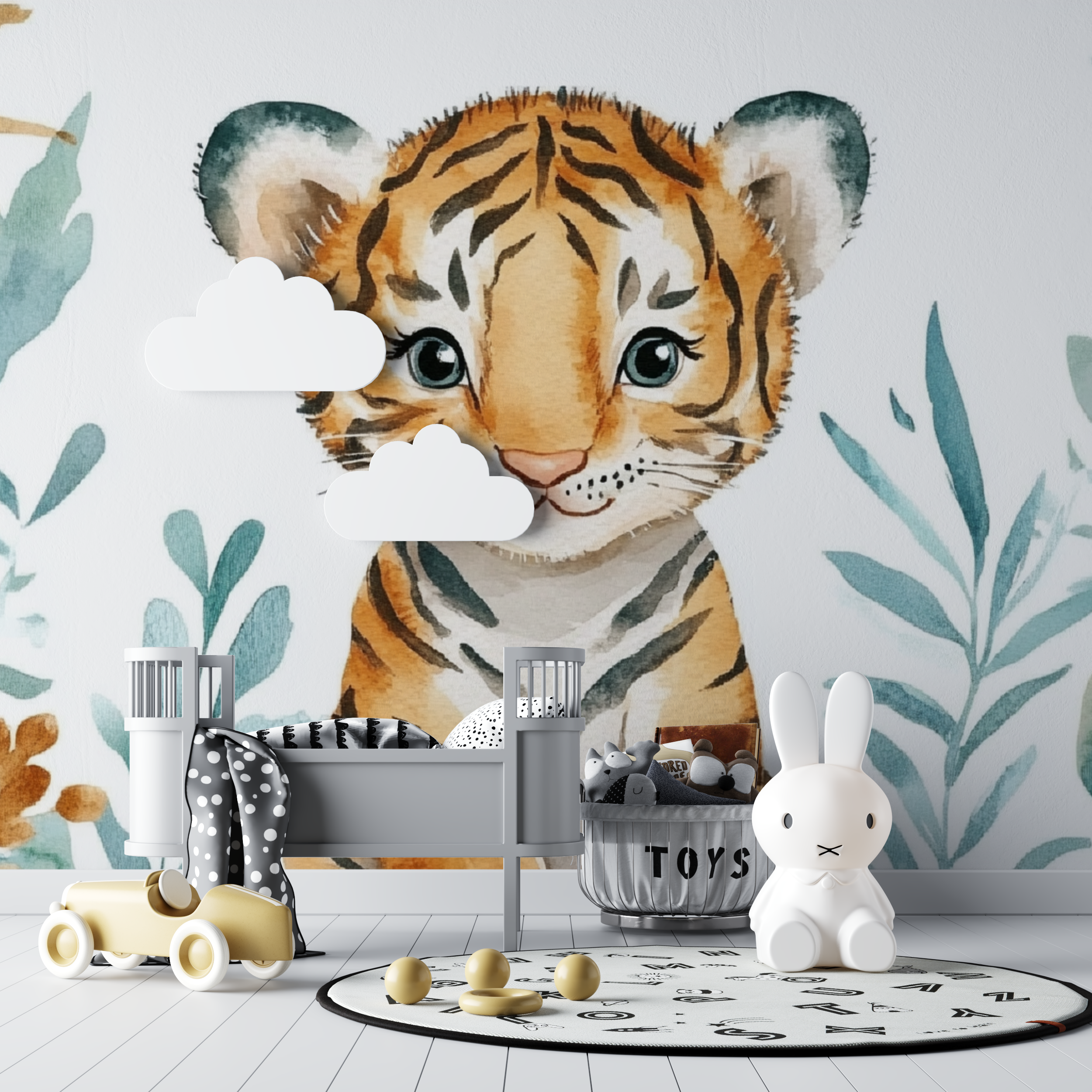 Tiger Wallpaper with Minimalist Patterns | Murals Wallpaper