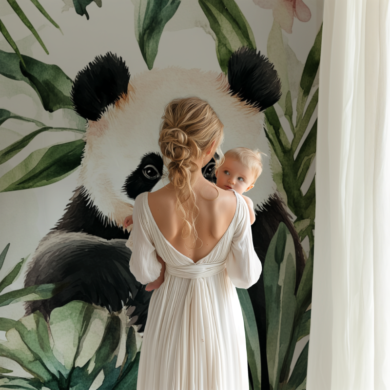 Panda and Tropical Foliage Wallpaper | Murals Wallpaper