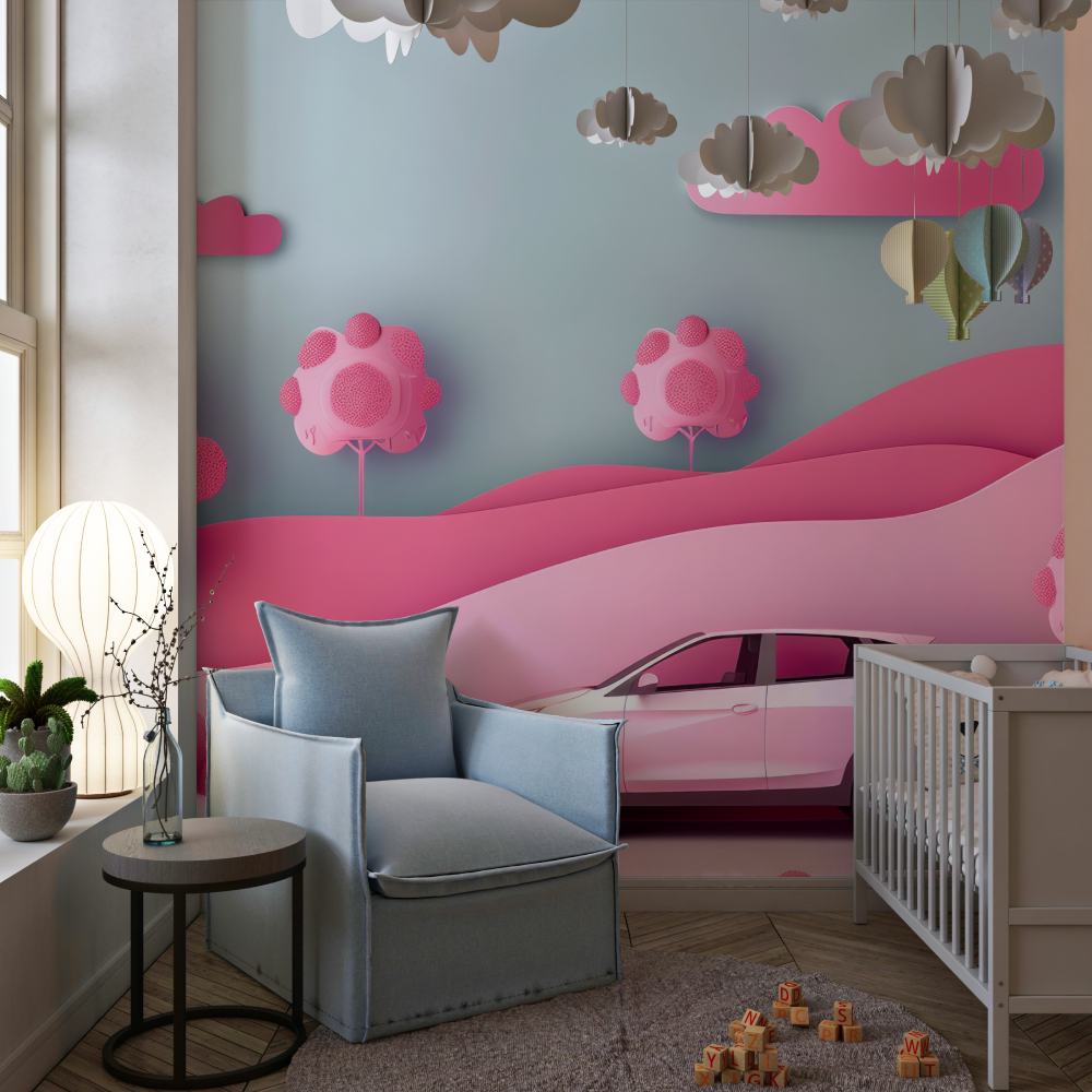 3D Wallpaper for Girls' Car Room | Murals Wallpaper
