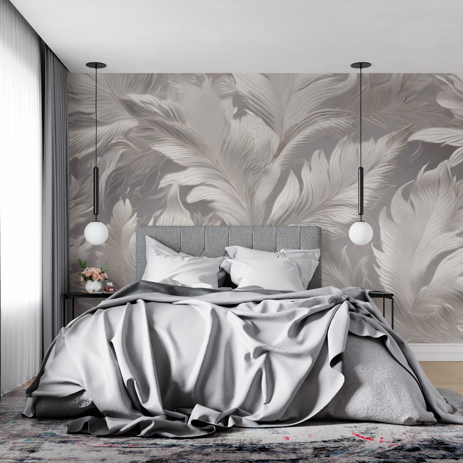 Gray Adult Bedroom Wallpaper | Murals Wallpaper