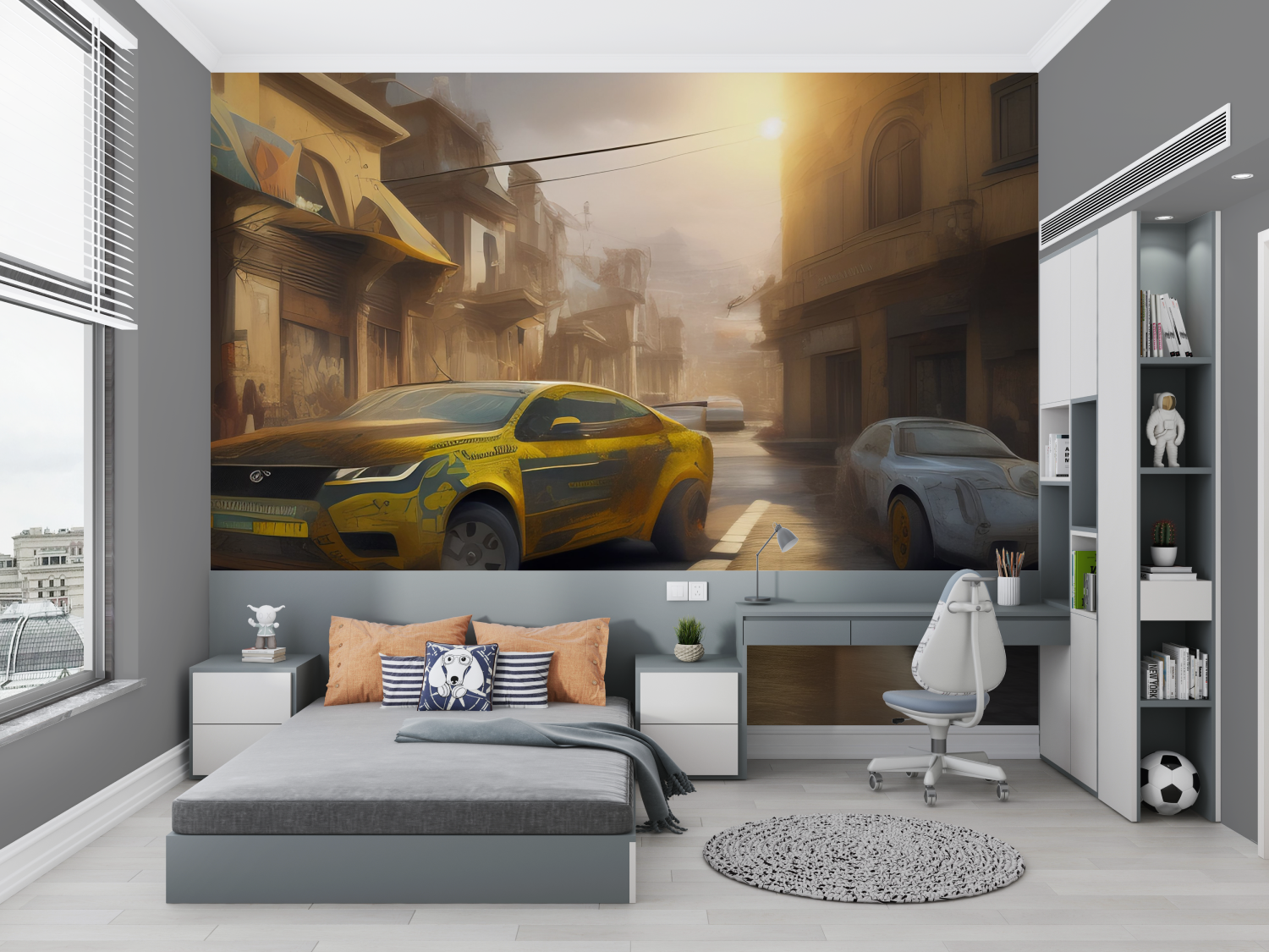 3D Yellow Car Wallpaper | Murals Wallpaper