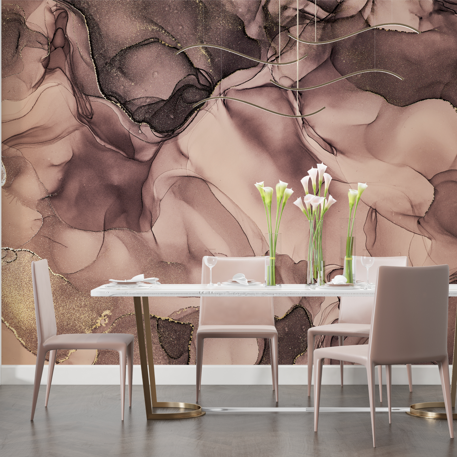 Schwarzes und roségoldenes Papier – Schlafzimmer für Erwachsene