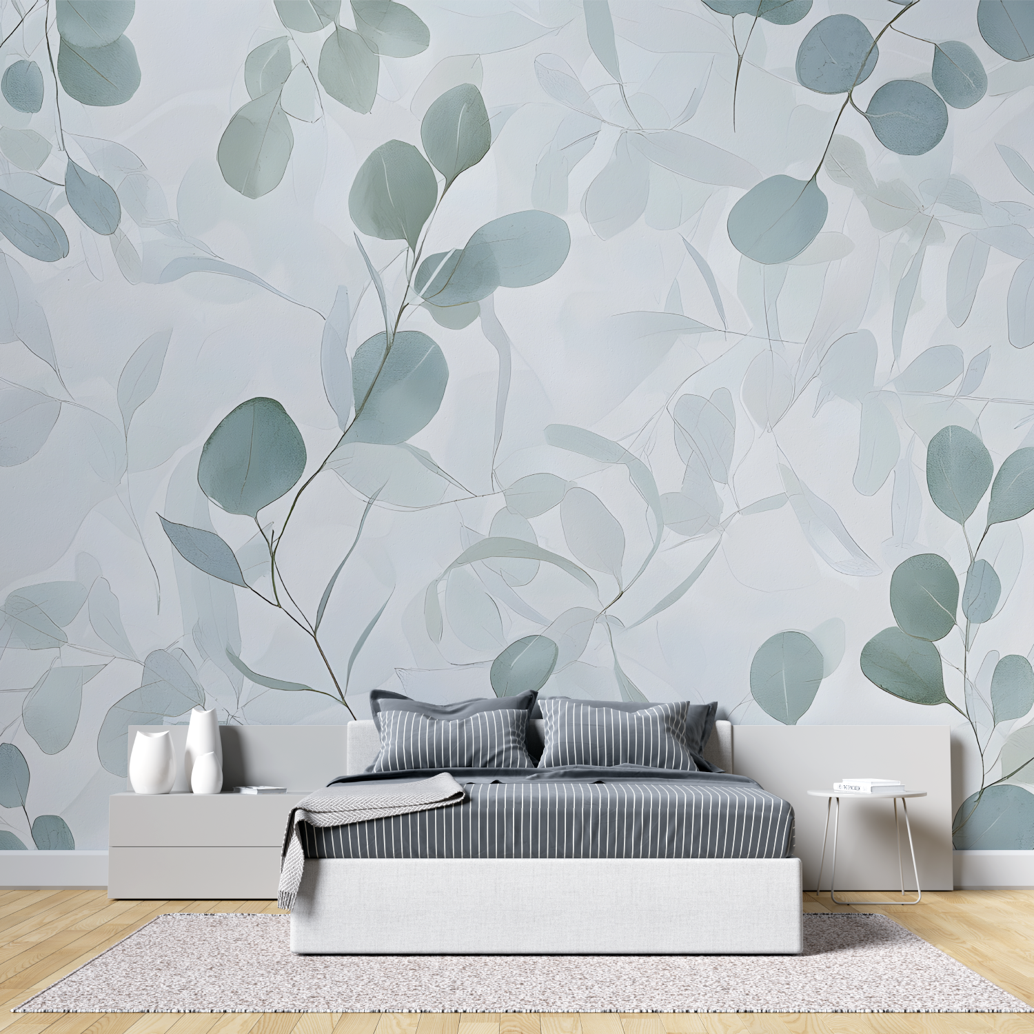 Aqua Green and Gray Wallpaper | Murals Wallpaper