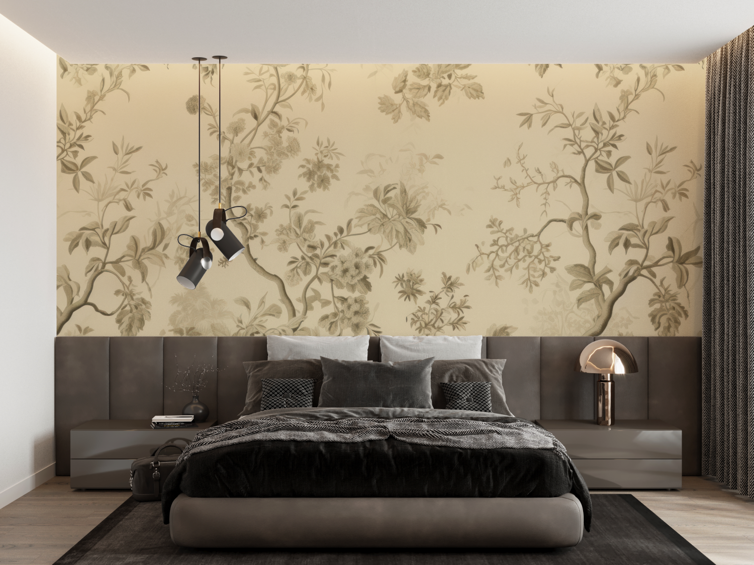 Beige Floral Toile Wallpaper | Murals Wallpaper