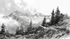 French Black and White Alps Mural Wallpaper