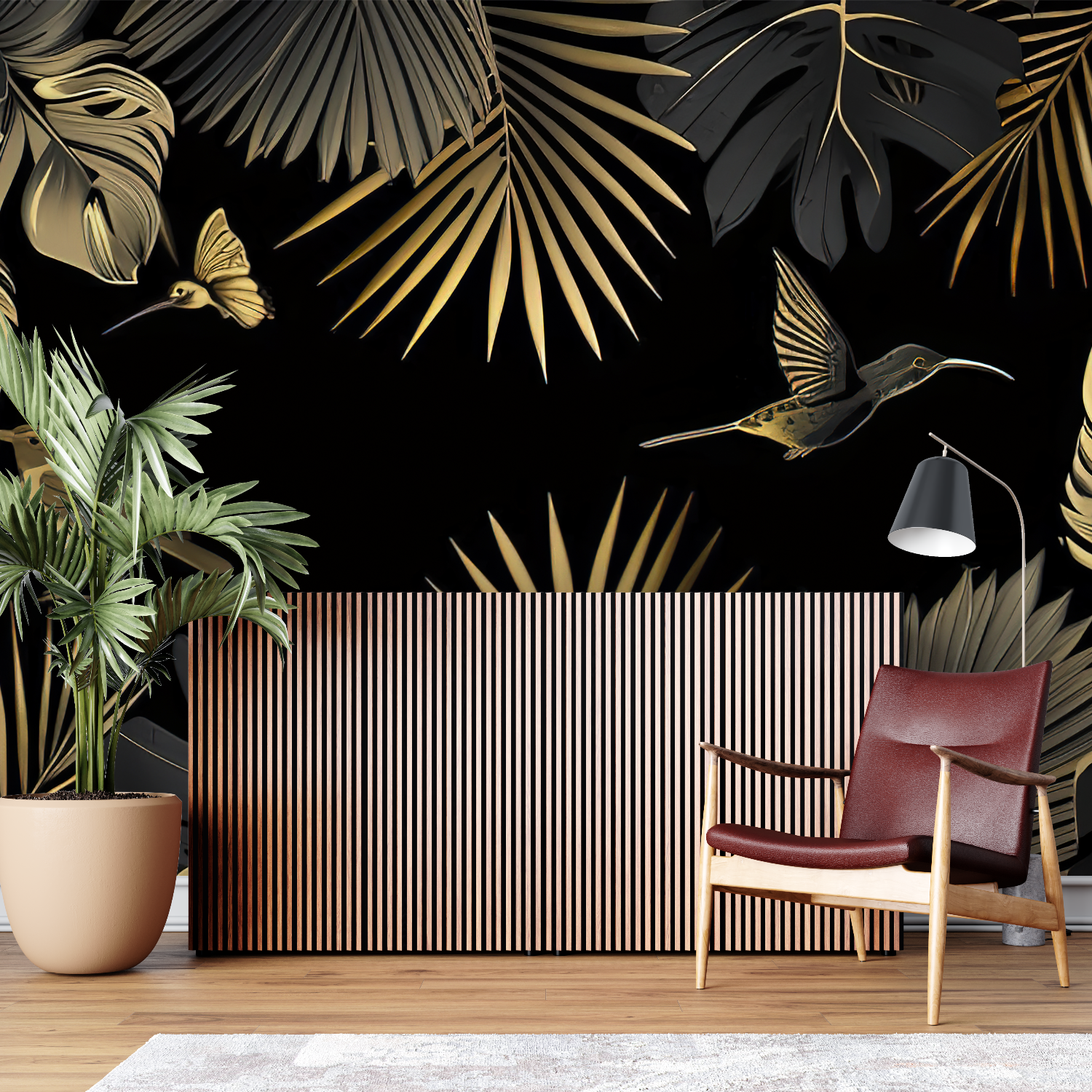 Black Gold Tropical Wallpaper | Murals Wallpaper