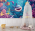 Marine Wallpaper with Red Octopus and Shark | Murals Wallpaper