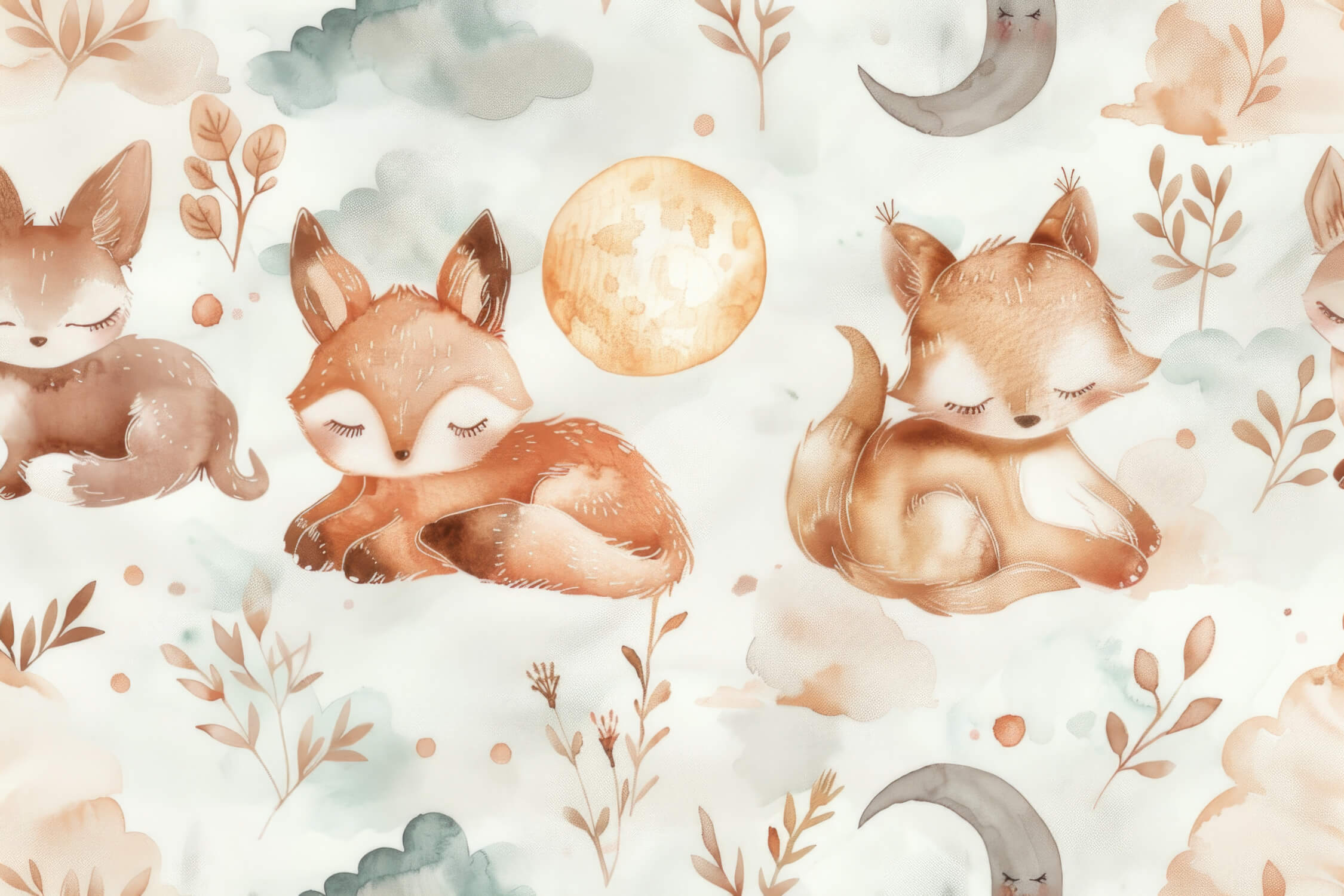 Baby Foxes Cocooning Wallpaper | Murals Wallpaper