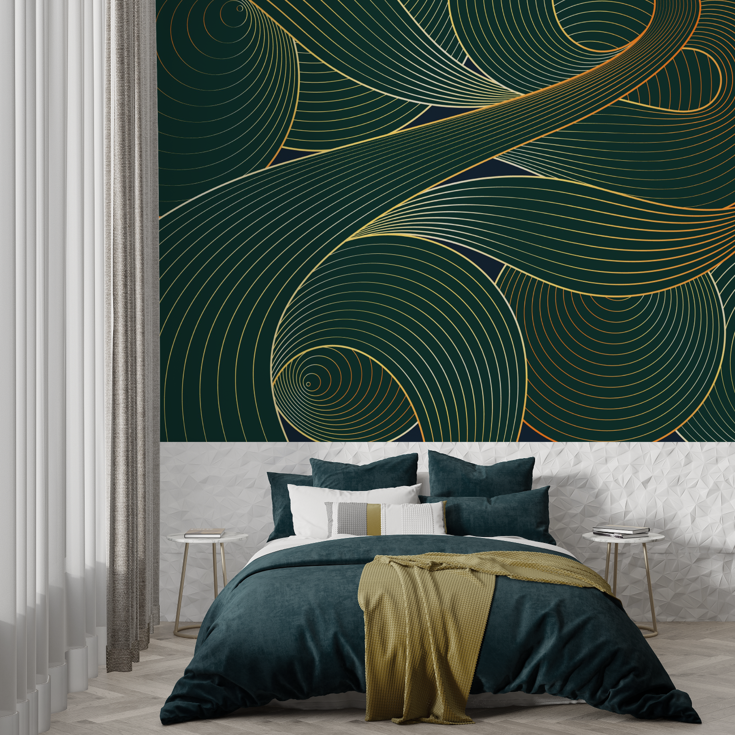 Art Deco Green and Gold Wallpaper | Murals Wallpaper