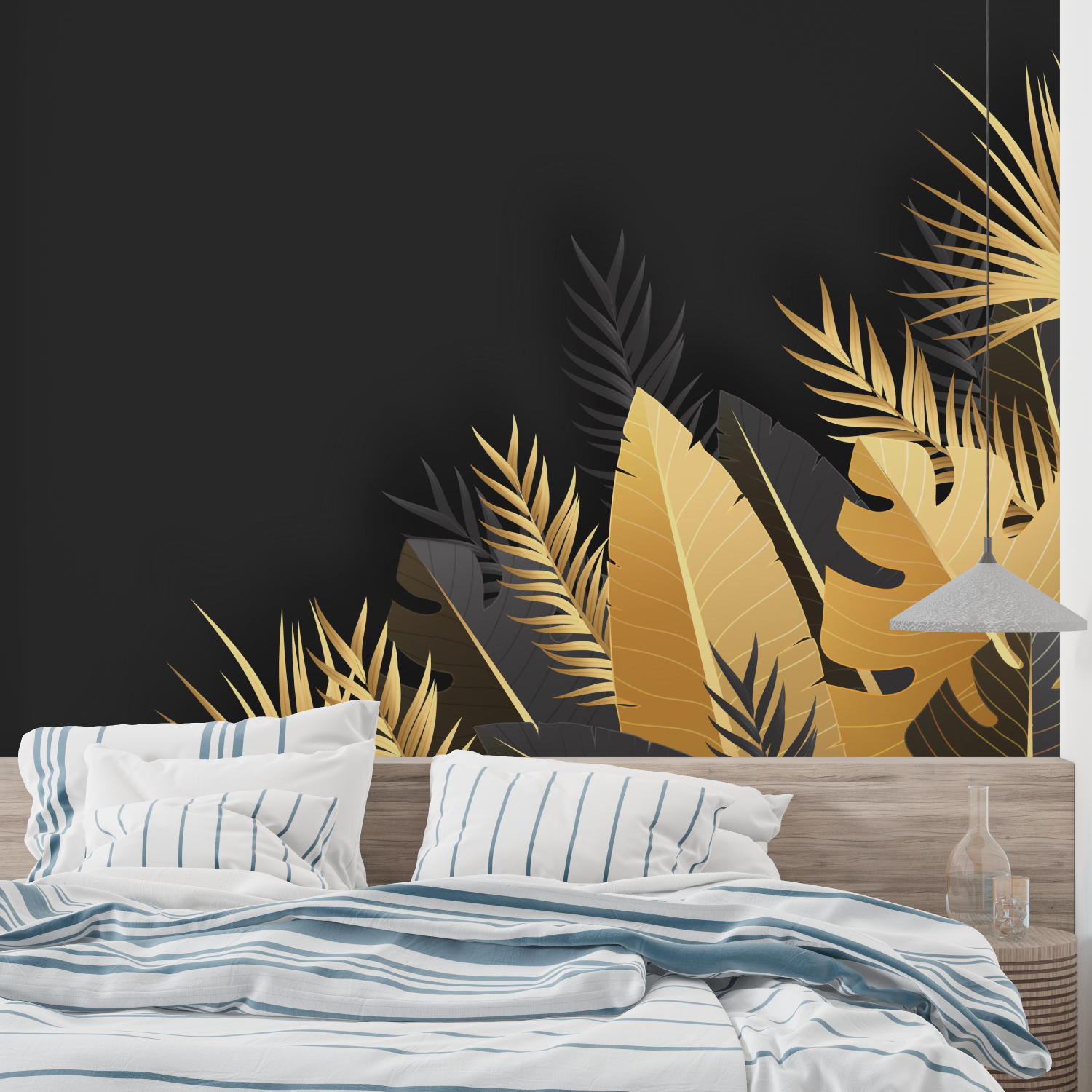Black Wallpaper with Gold Leaf | Murals Wallpaper