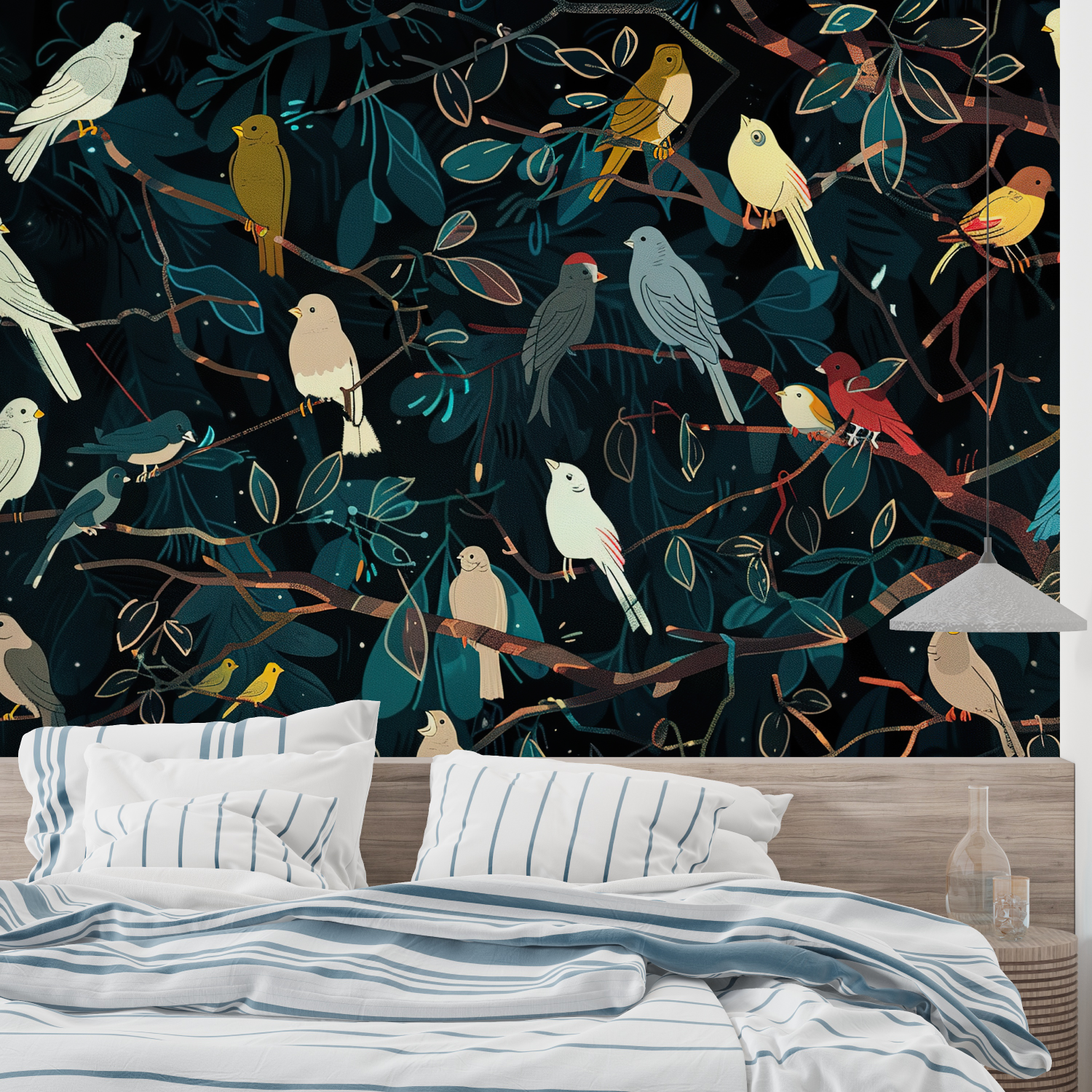 Birds Wallpaper Black Background | Murals Wallpaper