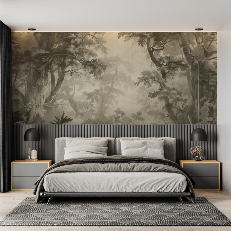 Sepia Forest Wallpaper | Murals Wallpaper