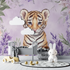 Tiger and Delicate Flowers Wallpaper | Murals Wallpaper