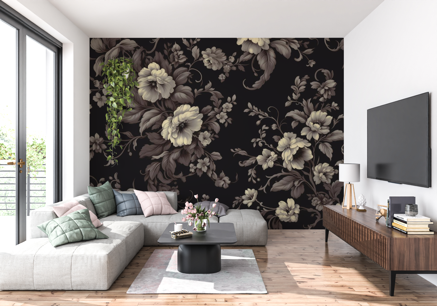 Schwarze Vintage-Tapete - Panorama-Tapete