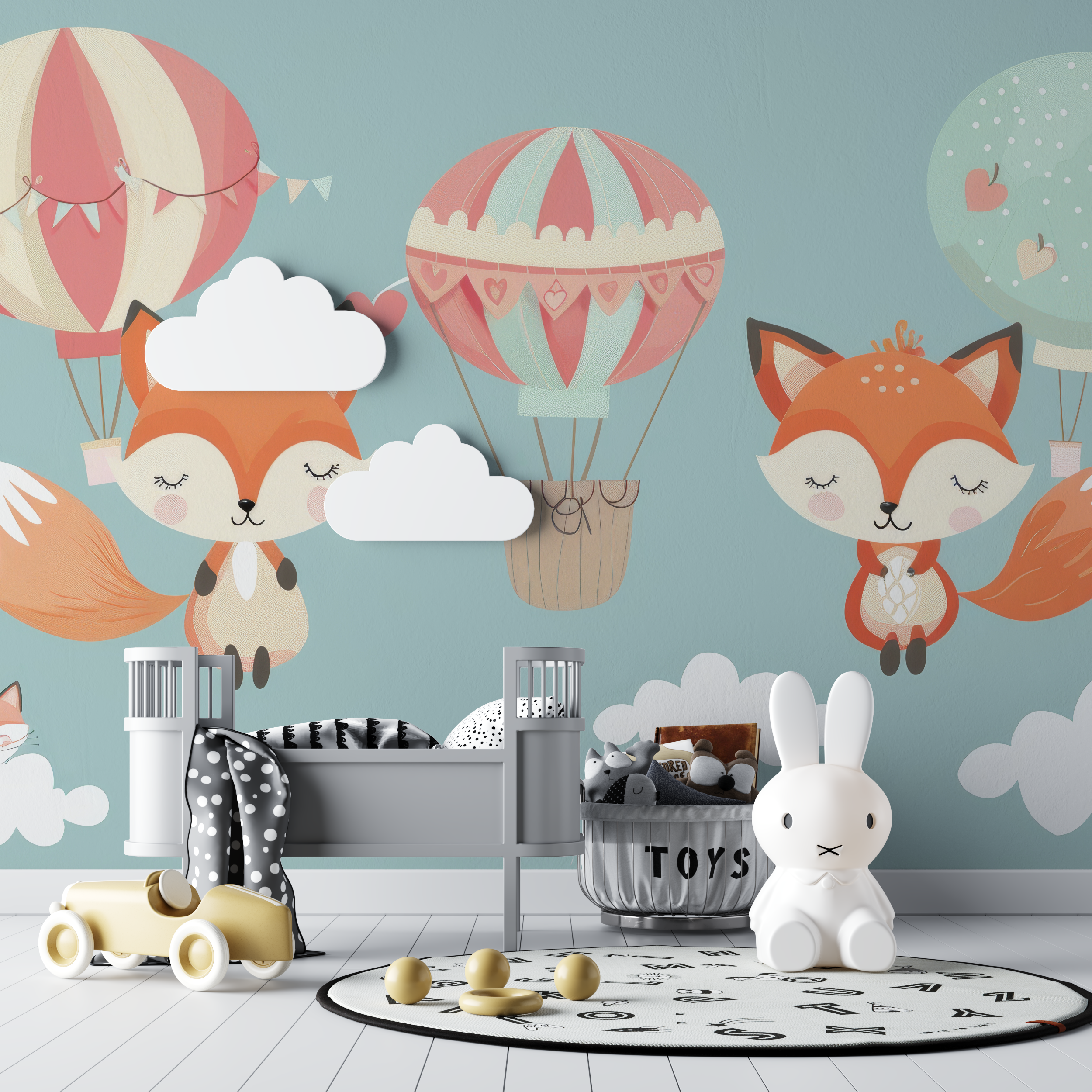 Fox and Hot Air Balloon Wallpaper | Murals Wallpaper