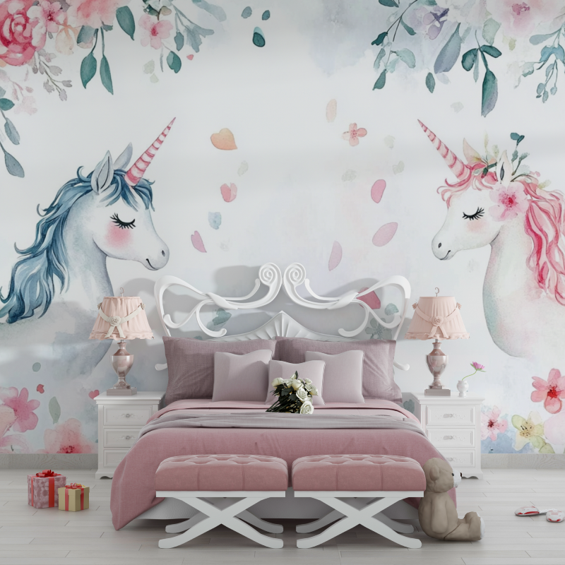 Kinderzimmer-Tapeten-Thema ... kleine Blumen-Mädchen-Zimmer