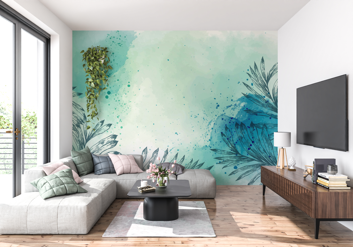 Blue Green Scenic Wallpaper | Murals Wallpaper