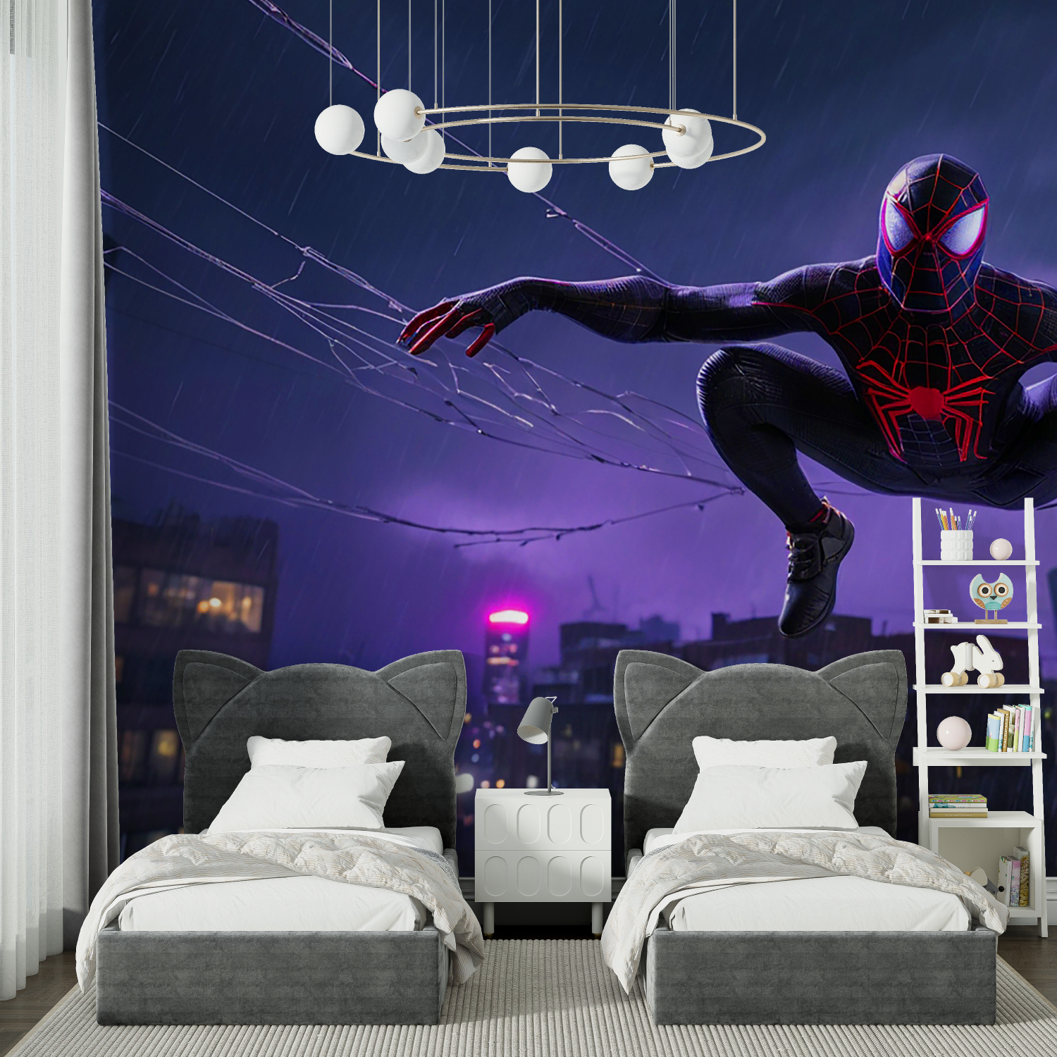 Spider-Man Night Rain Wallpaper | Murals Wallpaper