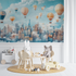 Hot Air Balloon and Stylized Urban Landscapes Wallpaper | Murals Wallpaper
