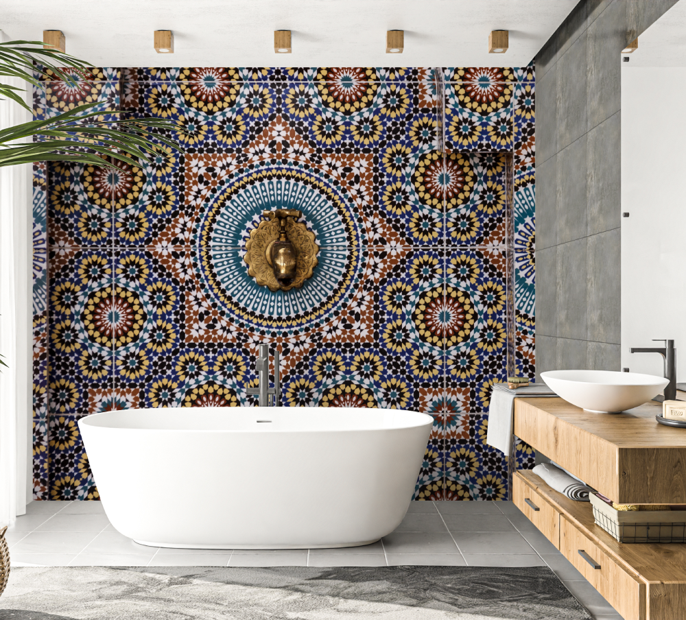Tile Effect Wallpaper for Bathroom | Murals Wallpaper