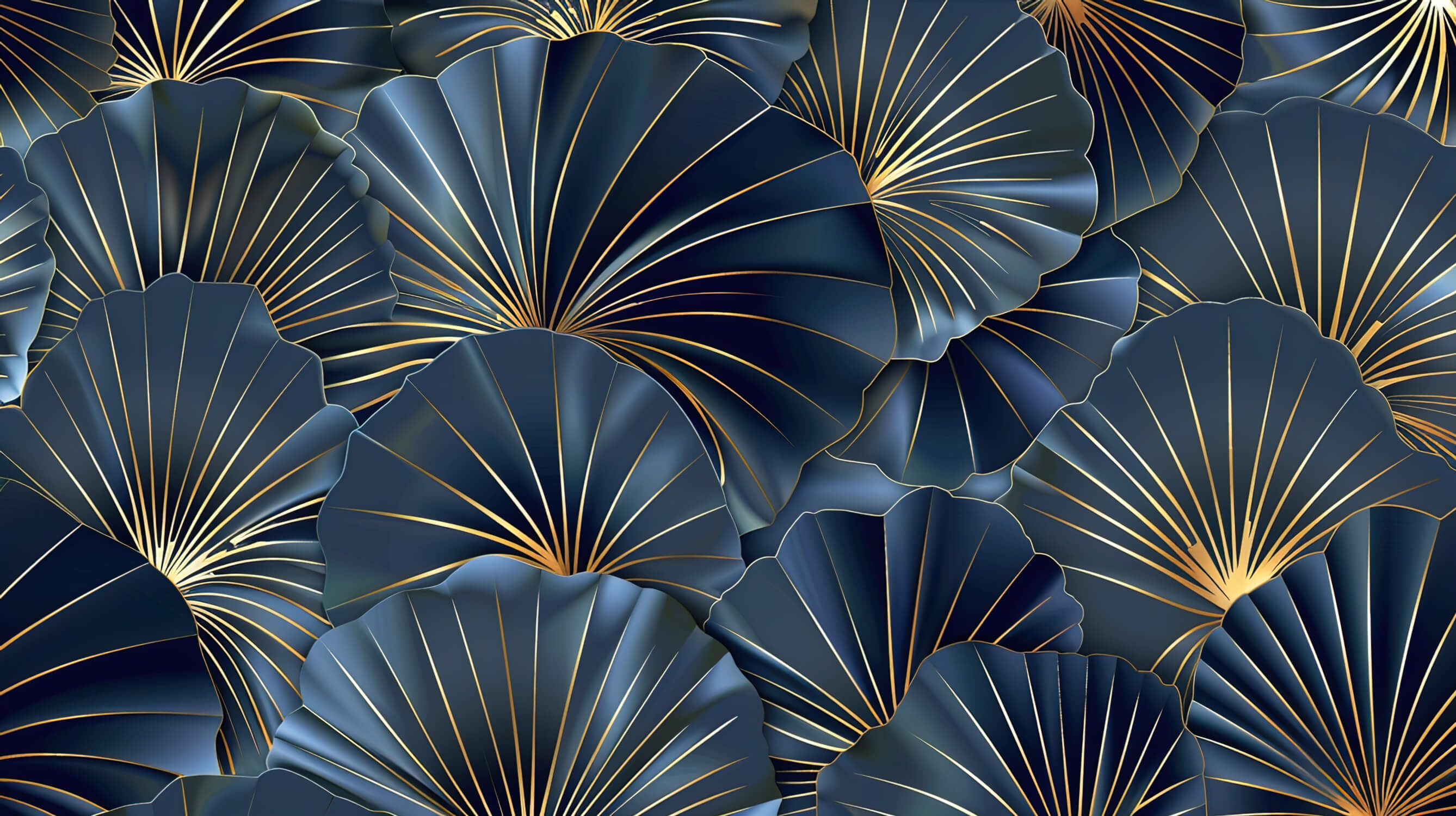 Papier Art Déco Bleu Et Or Design