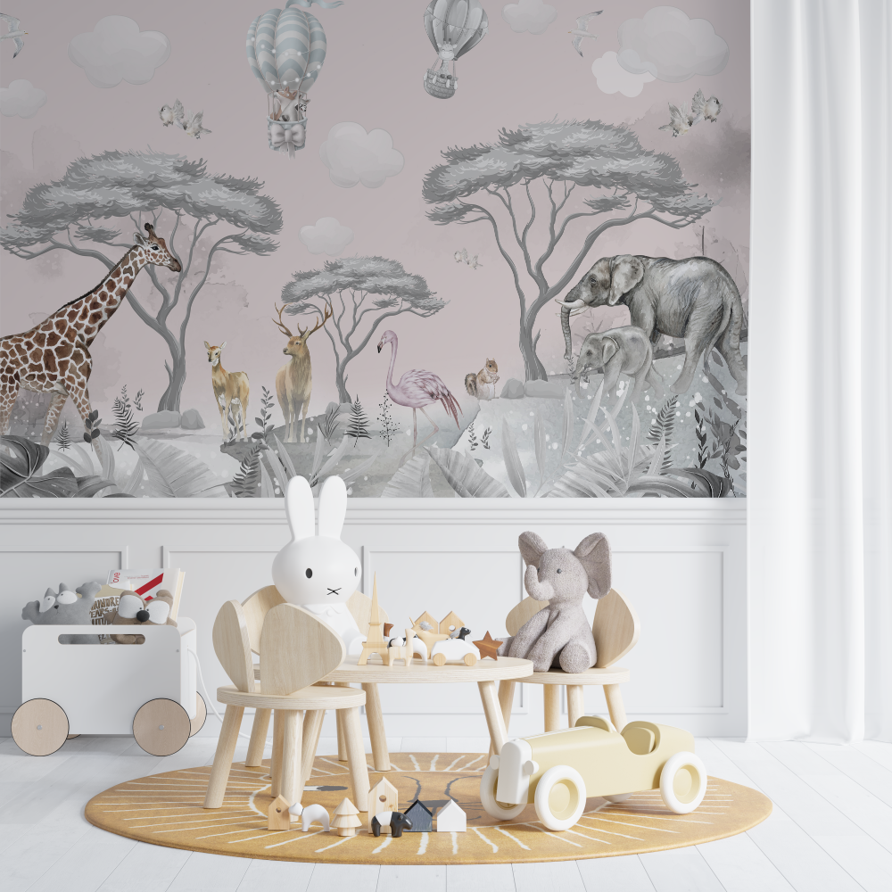 Savannah Pink Lion Wallpaper | Murals Wallpaper