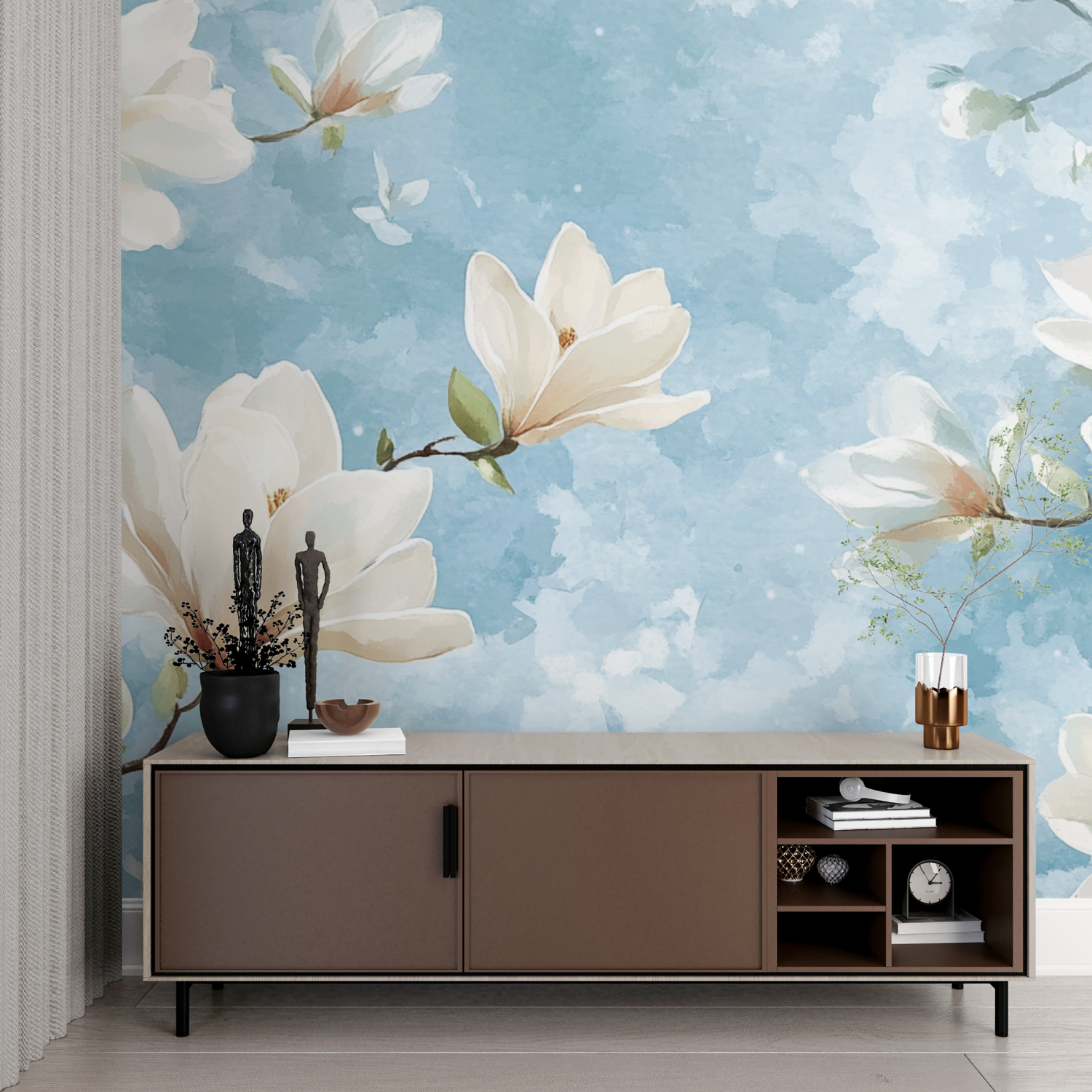 Watercolor Magnolia Floral Wallpaper | Murals Wallpaper