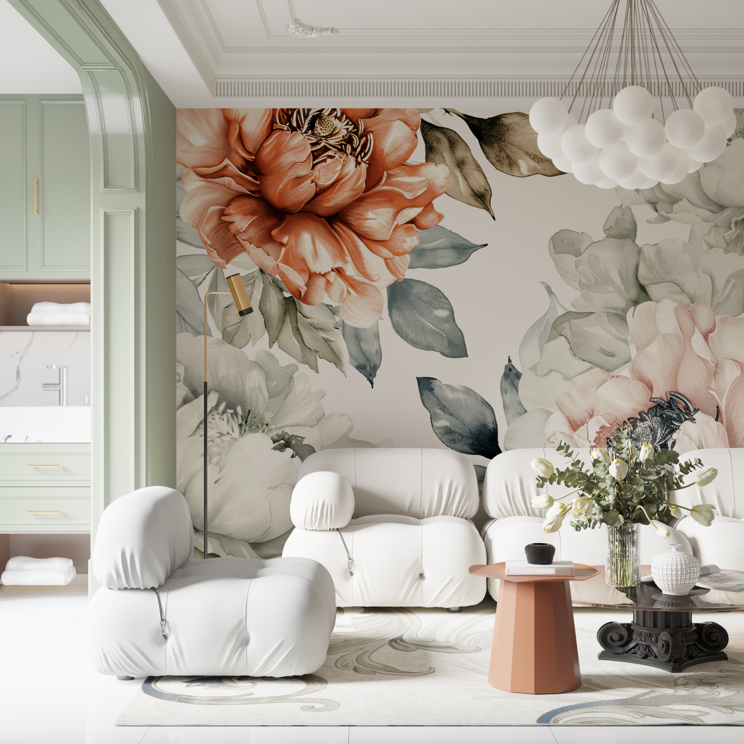 Watercolor Wallpaper Large Flowers | Murals Wallpaper