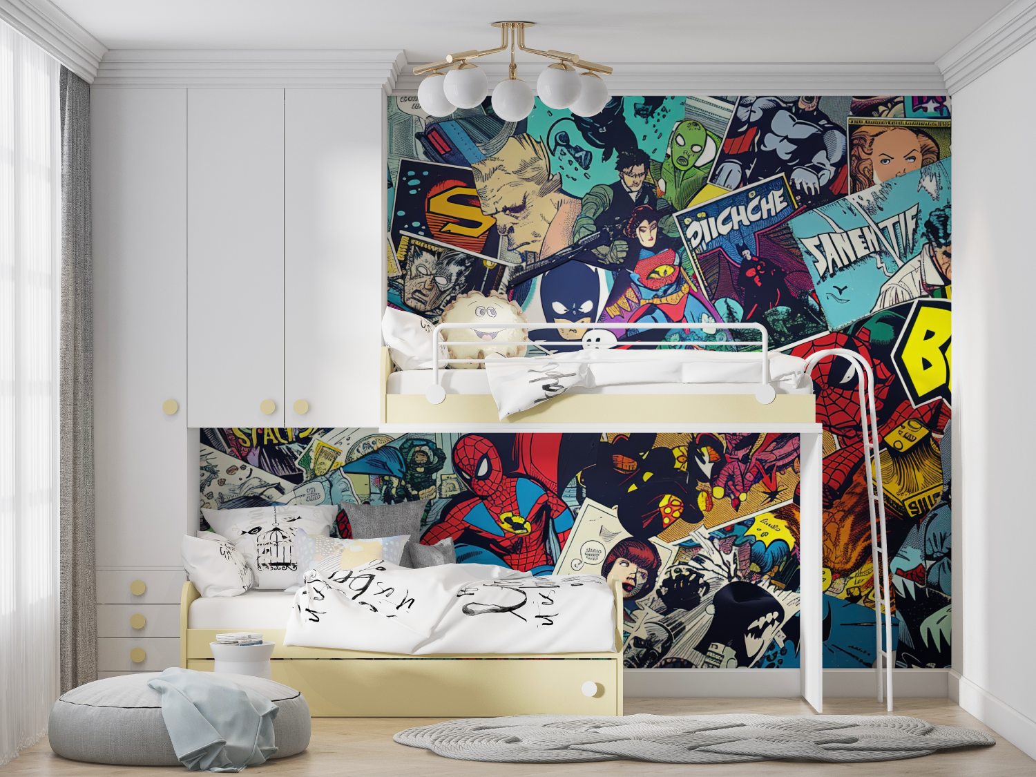 Tapetengemälde mit Panoramablick auf das Zimmer Ado Garçon – Anime-Panorama