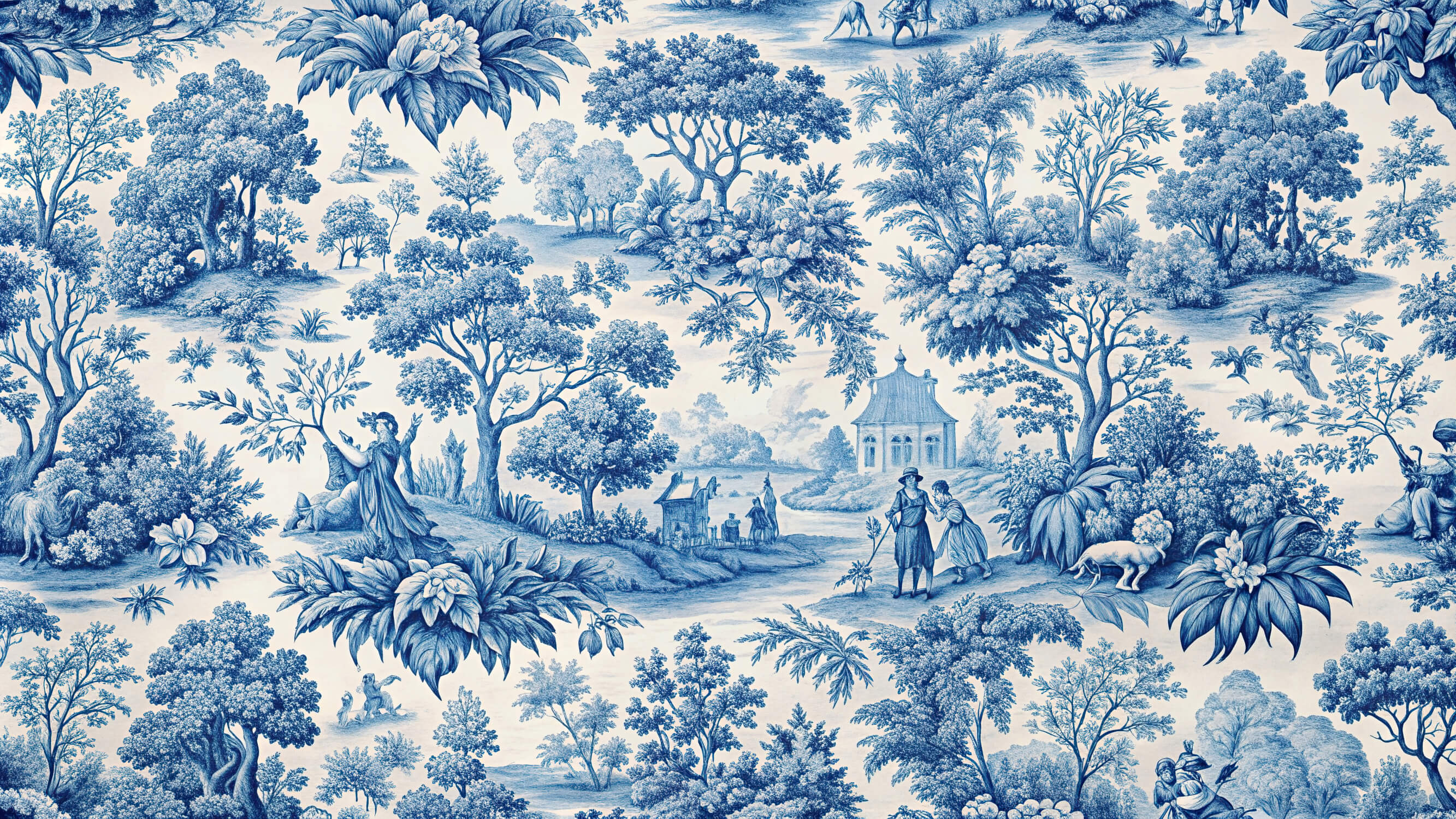 Modern Toile de Jouy Wallpaper Room | Murals Wallpaper