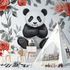 Floral Panda Wallpaper | Murals Wallpaper