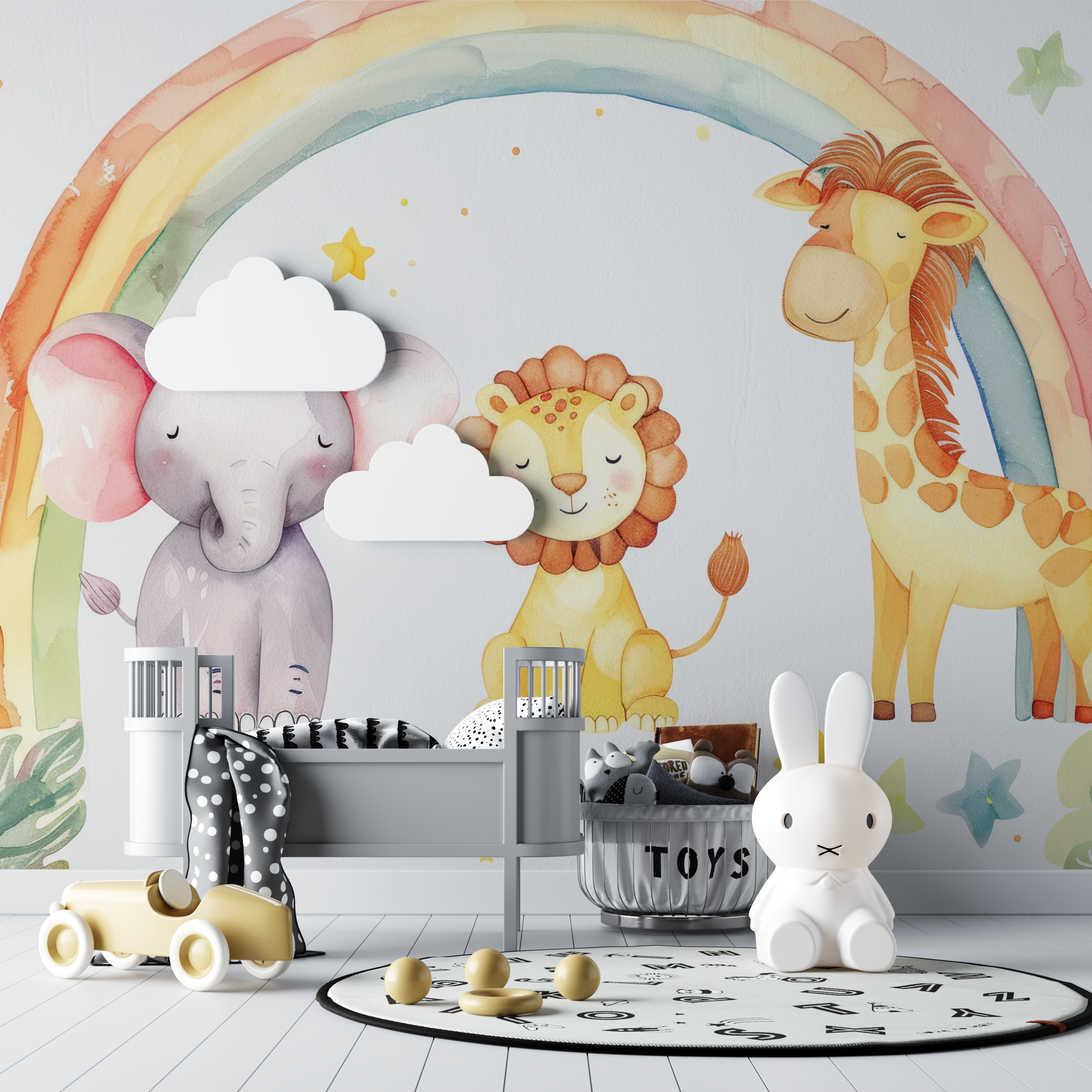 Pastel Lion and Rainbow Wallpaper | Murals Wallpaper