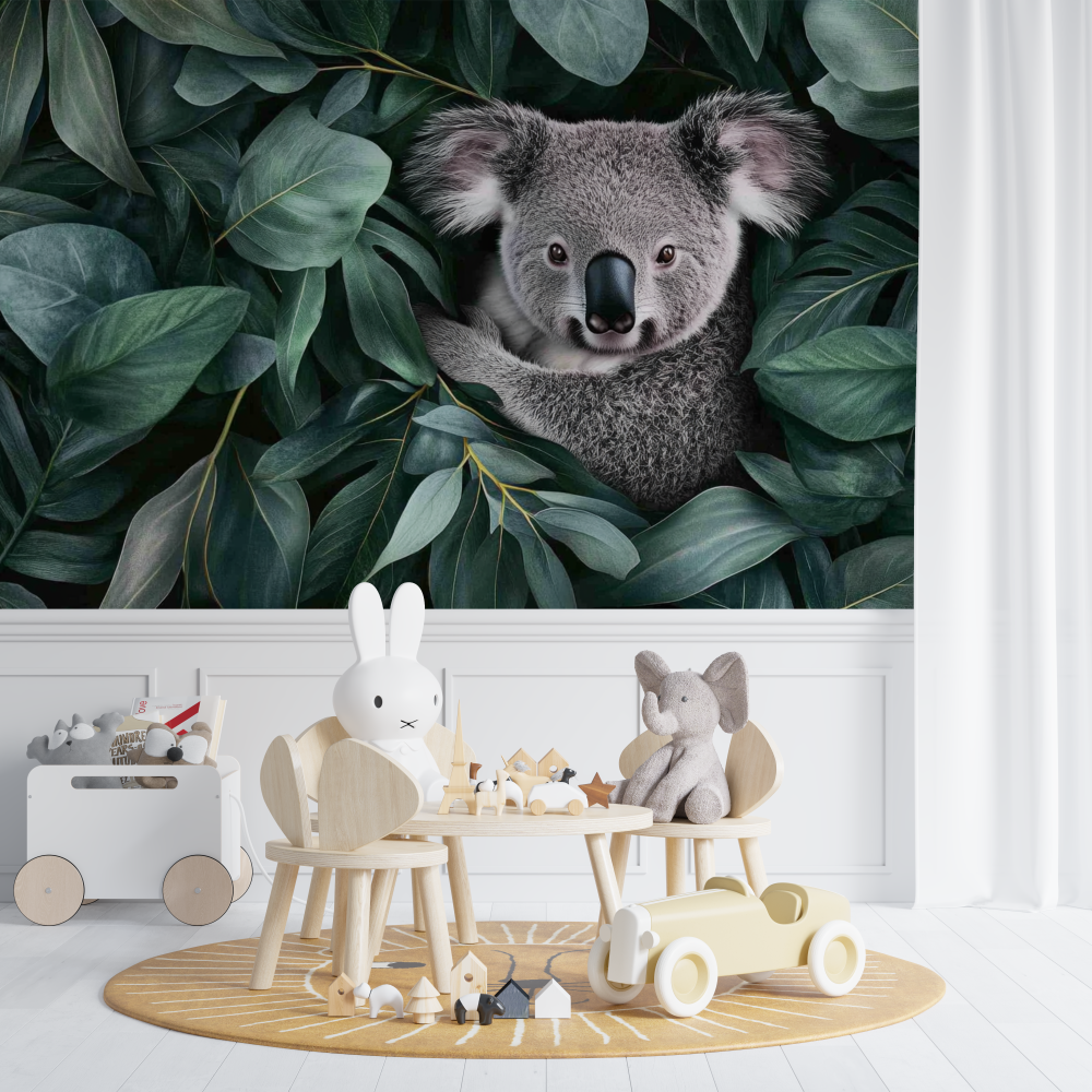 Koala Wallpaper in a Leaf Cocoon | Murals Wallpaper