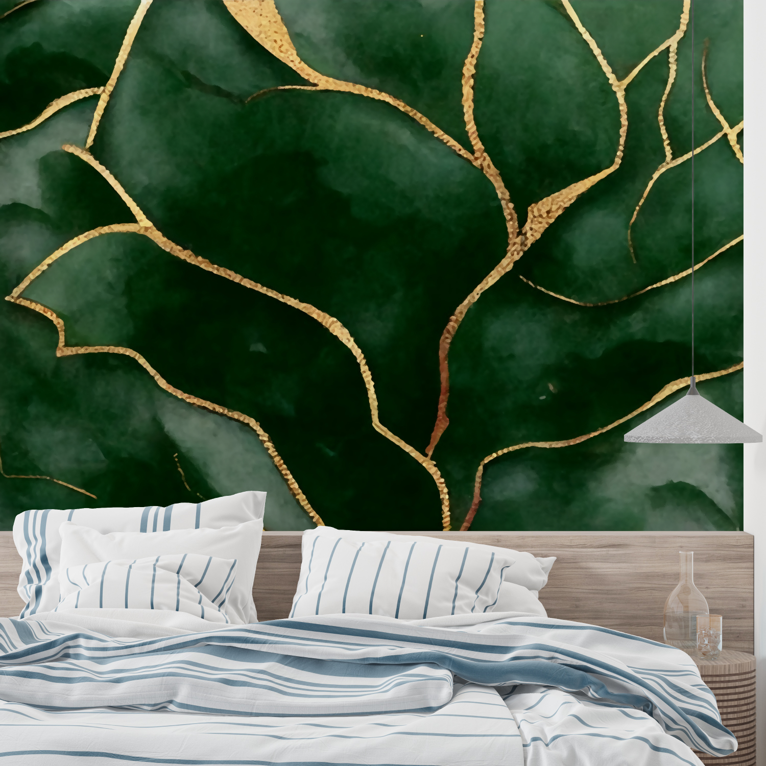 Papier Peint Vert Émeraude et Or - Merlin Leroy