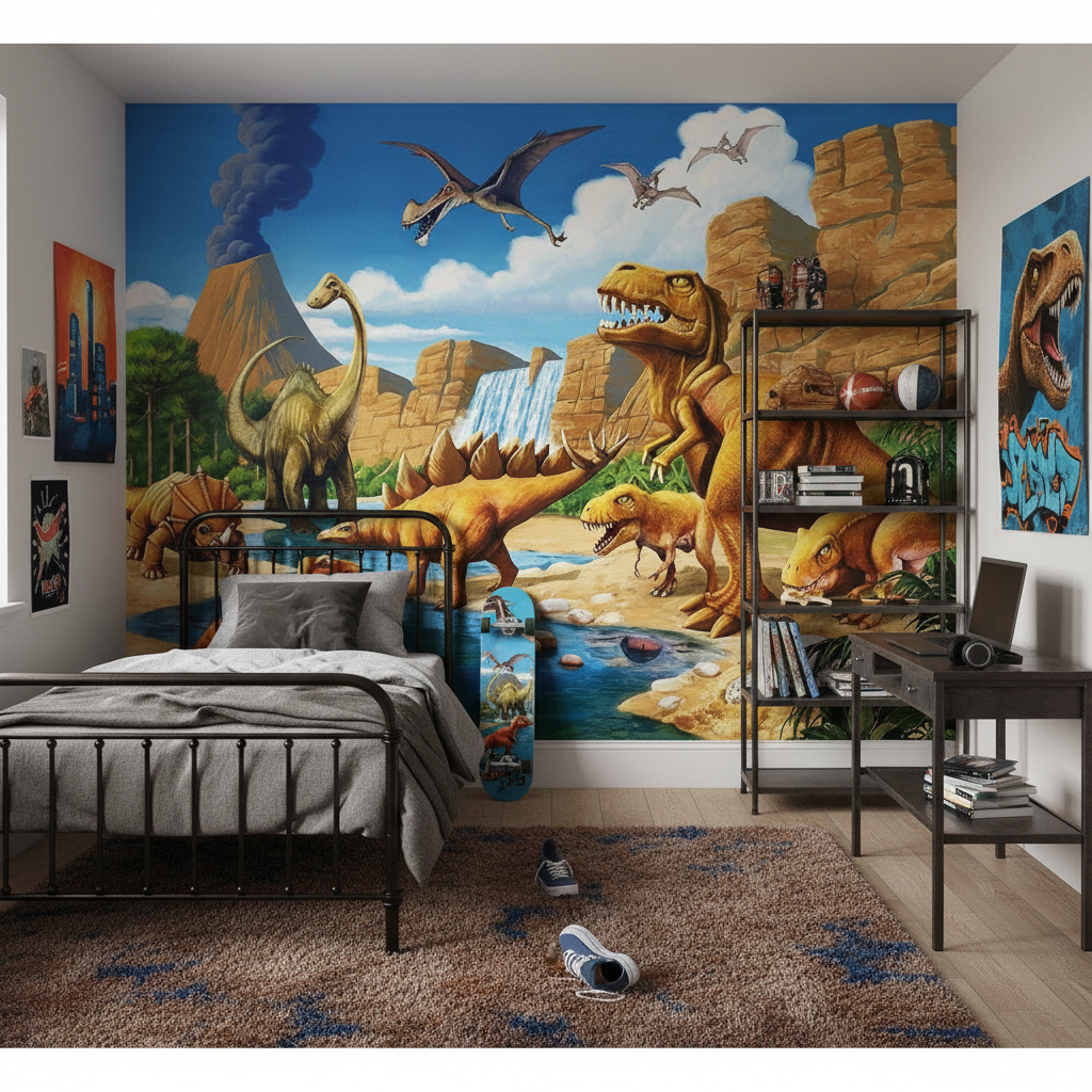 3D-Dinosaurier-Tapete