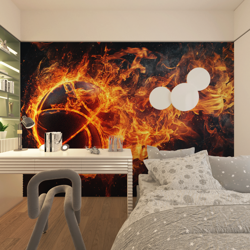 Papier peint stade flammes korb zimmer jugendliche