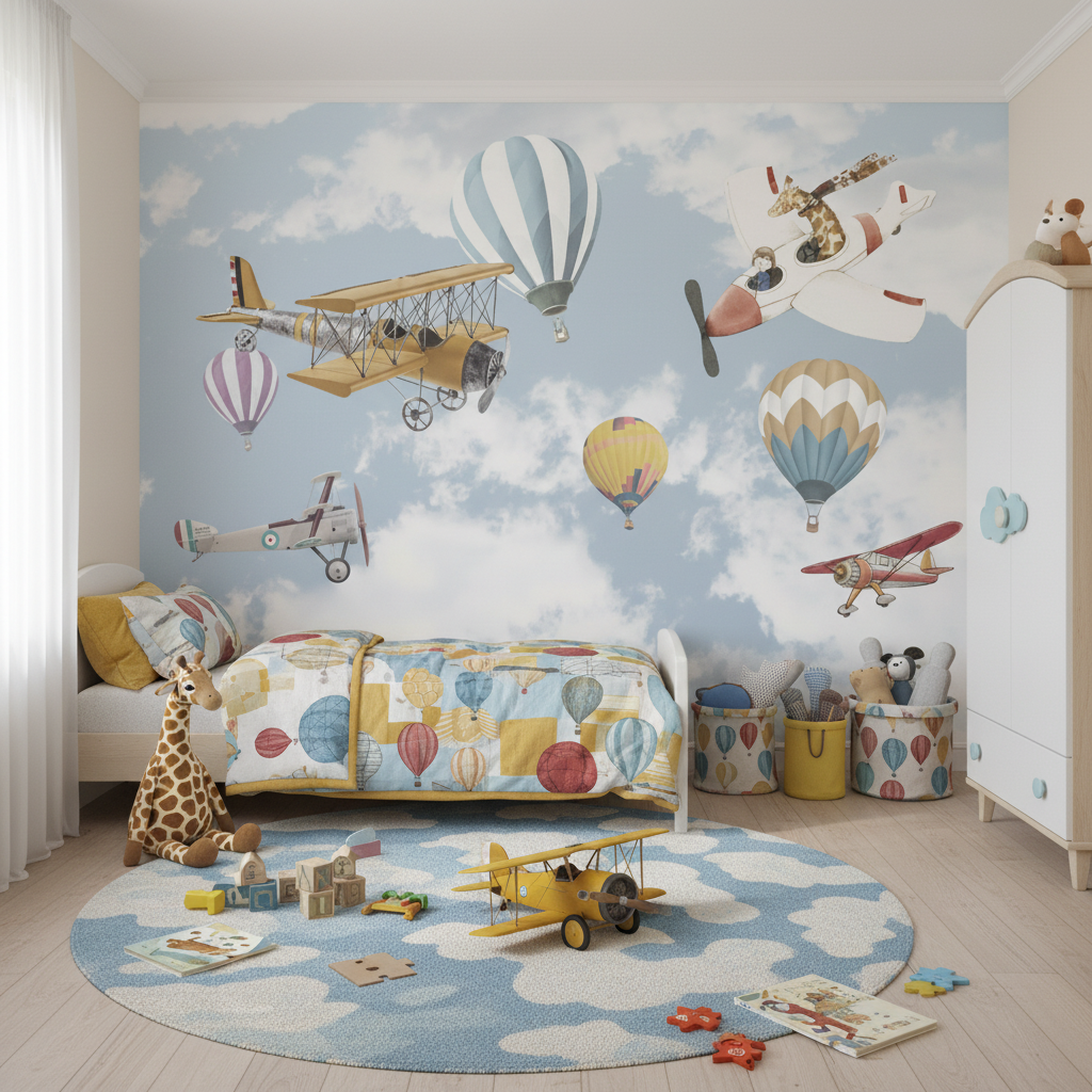 Mural 3D Airplane Wallpaper