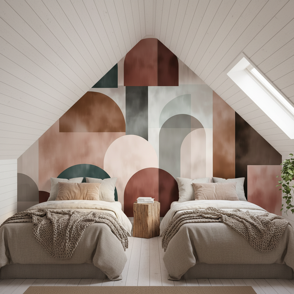 Japandi Minimalist Geometric Shapes Mural Wallpaper