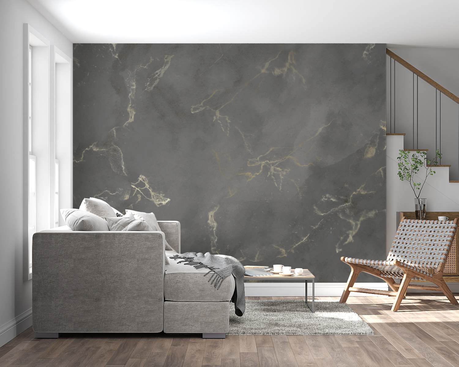 Gold Marble Gray Wallpaper | Murals Wallpaper