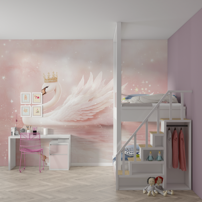 Pink Swan Princess Wallpaper | Murals Wallpaper