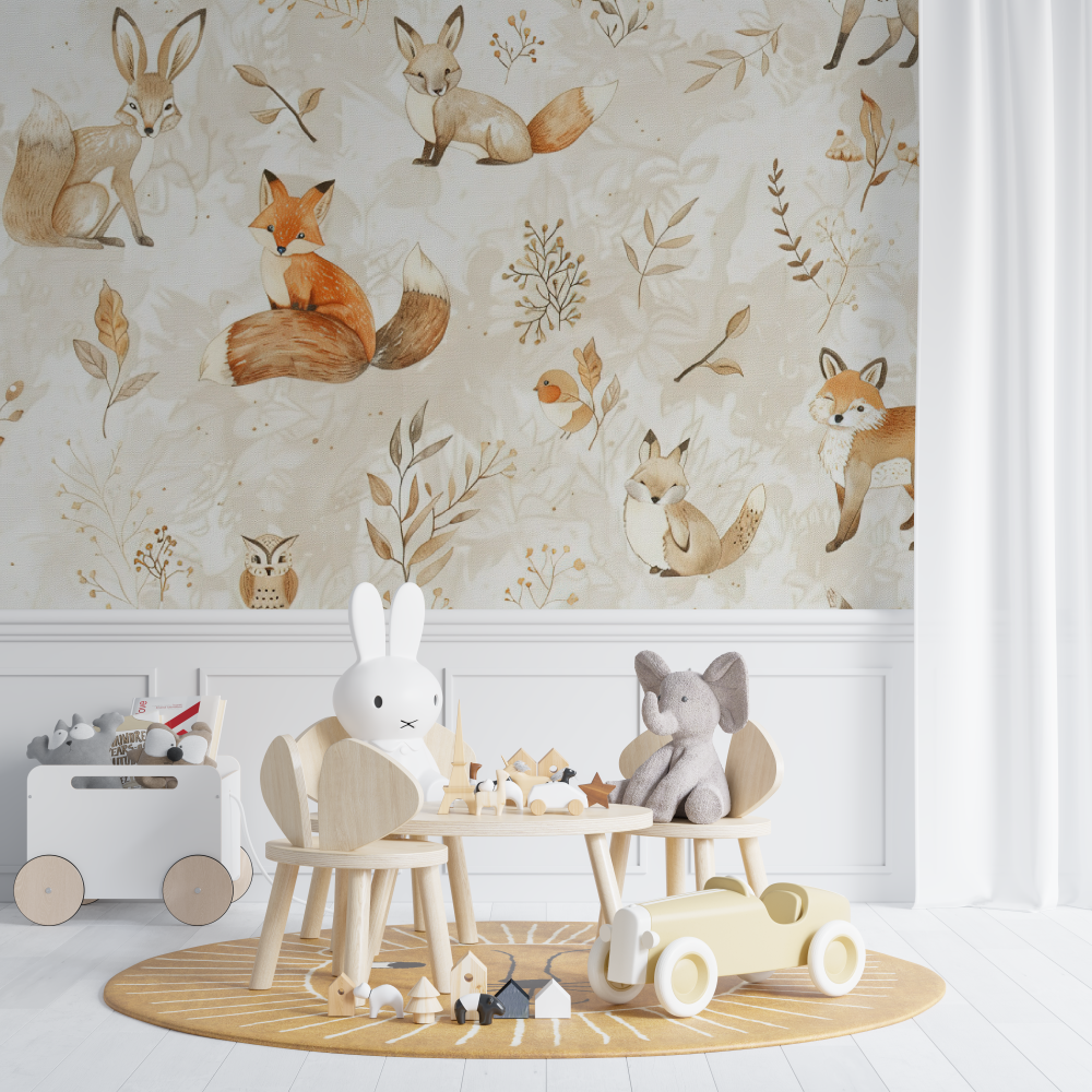Tapete Renard und seine Babys – Kinderzimmer